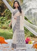 Cotton Grey Traditional Wear Digital Printed Saree